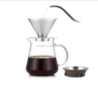 Nouvelle cafetière manuelle en verre borosilicate transparent réutilisable, pour le café filtre à la maison ou en voyage, faite à la main et soufflée à la bouche, 600 ml