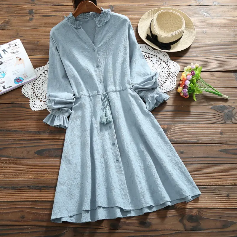 High-End Uzun Kollu Bayan Elbise Sonbahar Eğlence Elbiseler Kadınlar Casual Çizgili Baskı A-line Mini Dış Giyim Katı Elbise Vestidos