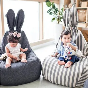 Canapé à rayures nordiques, INS mignon lapin pour enfants, décoration de la maison, coussin paresseux