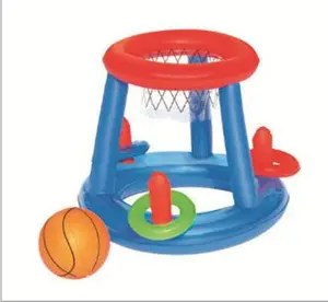 Pabrik disesuaikan PVC tiup Air basket rak untuk anak-anak dan dewasa kolam renang olahraga pesta alat peraga permainan hoop mainan