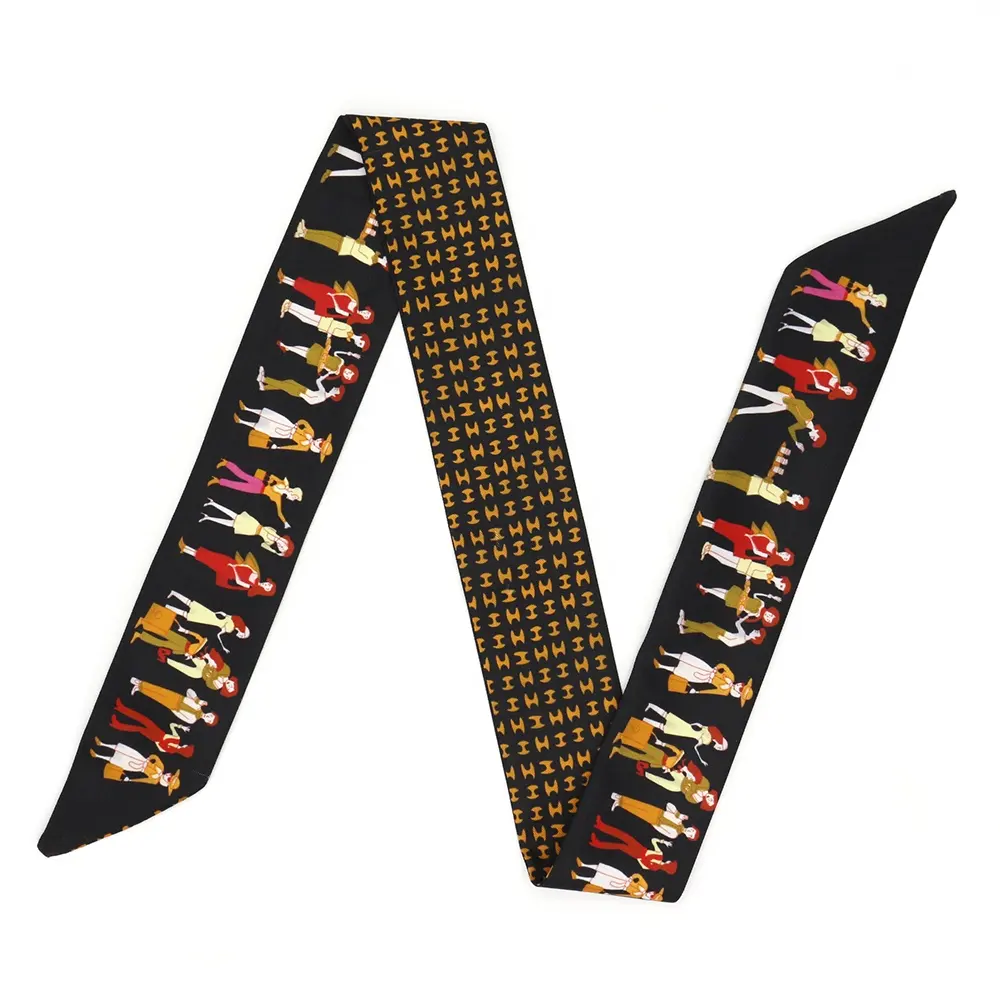 패션 인쇄 실크 리본 스카프 공예 여성 나비 넥타이 머리띠 핸드백 샌들 스카프