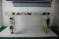 Table acrylique transparente de mariée, Table en acrylique avec fleurs intérieures, décoration pour fête
