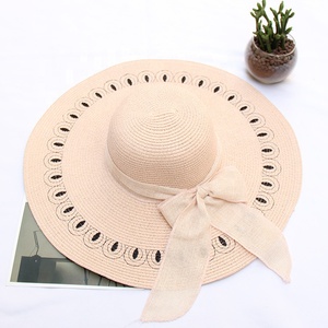 New Phong Cách Mùa Hè Tùy Chỉnh Bán Buôn Có Thể Gập Lại Ribbon Bãi Biển <span class=keywords><strong>Floppy</strong></span> Mũ Rơm Rộng Vành - Product Image 2