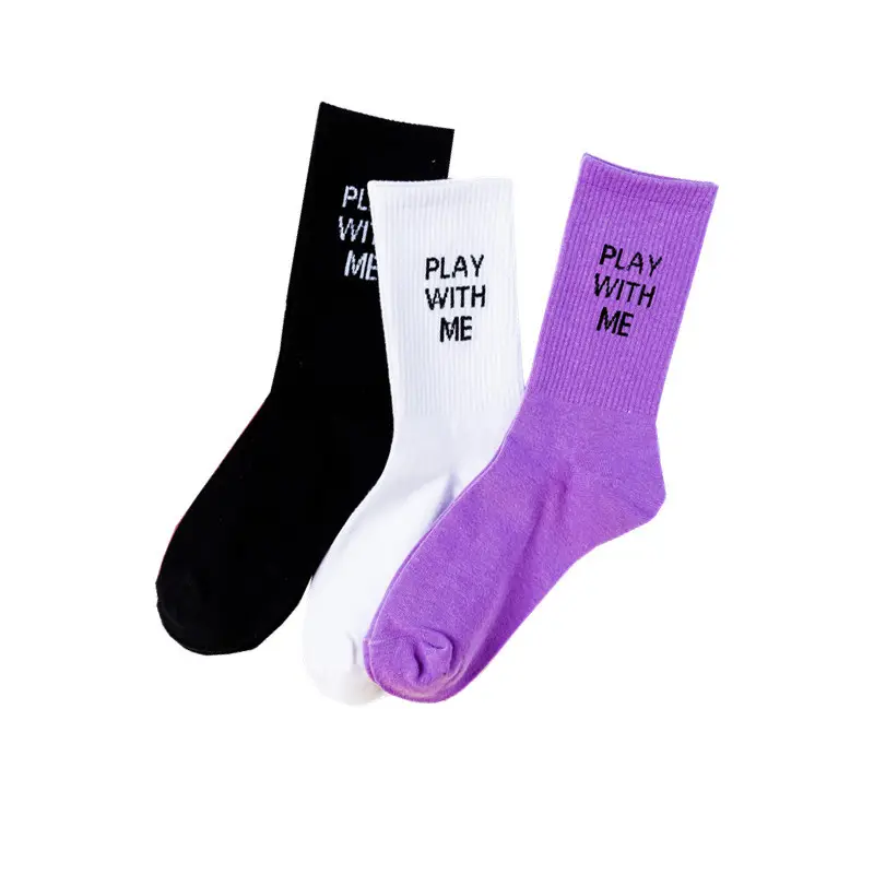 Slogan graphic fashion cool cotton simple socks with words