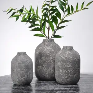 Современная недорогая цементная ретро Цветочная ваза серого цвета шероховатая матовая конструкция