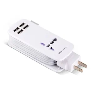 USB Power Strip Portable Travel Charger Power Supply 4 Port USB Charger