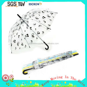 Parapluie transparent et coupe-vent avec impression de notes de musique - Product Image 2