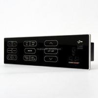 Interruptor Táctil Delgado de 4 Paneles de Vidrio para Mesita de Noche con Control de Cortinas, Regulador de Intensidad, Interruptor de Luz y Enchufe
