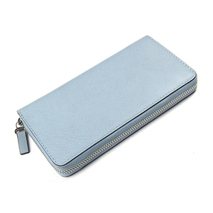 Saffiano-billetera de piel auténtica para mujer, monedero con ranuras para tarjetas, color azul - Product Image 1