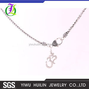 Joyería Huilin con garra <span class=keywords><strong>de</strong></span> langosta, cadena <span class=keywords><strong>de</strong></span> eslabones <span class=keywords><strong>de</strong></span> trigo, Yoga, meditación, Yogi, OHM, Asana, collar con colgante <span class=keywords><strong>de</strong></span> cristal grande Om AUM - Product Image 3