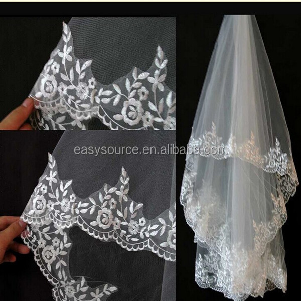 Лидер продаж 2014, белая фатиновая свадебная фата с аппликацией длиной 3 метра для невесты