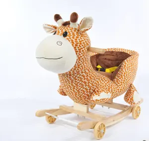 Boneka Plush Jerapah Goyang Mainan dengan Musik/Naik Goyang Jerapah Hewan Kursi Mainan dengan Suara/Kualitas Tinggi mewah Giraffeswing