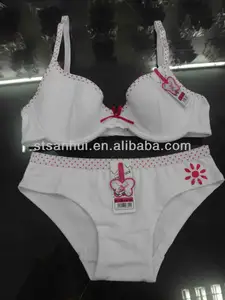fashion young girl's bra panty set OEM/lovely teen underwear model in high quality