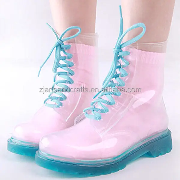 2014 Wholesale pvc ankle martin boot transparent fashion rain boot for women