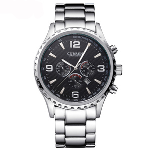 WJ-6154 CURREN 8056 moda maschile in acciaio pregiato importazione orologio da polso calendario tre occhi <span class=keywords><strong>orologi</strong></span> da uomo - Product Image 2