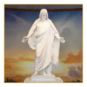 热卖天然石材雕刻真人大小白色大理石耶稣基督雕塑雕像