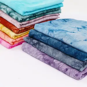 Atacado processo têxtil macio 100% tie dye rayon tecido para lenço