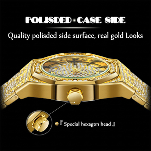 Caja <span class=keywords><strong>de</strong></span> aleación <span class=keywords><strong>de</strong></span> lujo Blues Full Diamond Gold Women Fake Lady Watch - Product Image 4