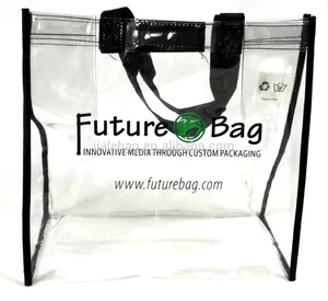 Vinyl Clear Plastic PVC Beach Handle Tote Usages Bagコーデュロイトートバッグ