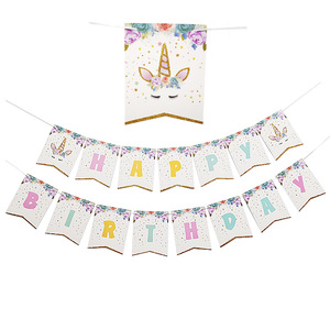 Pancarta de Papel Personalizada con Diseño de Unicornio para Fiesta de Cumpleaños de Niña o Niño, Decoraciones de Cumpleaños, Tamaños de 6.3 y 7.8 Pulgadas, <span class=keywords><strong>Vrise</strong></span> - Product Image 1