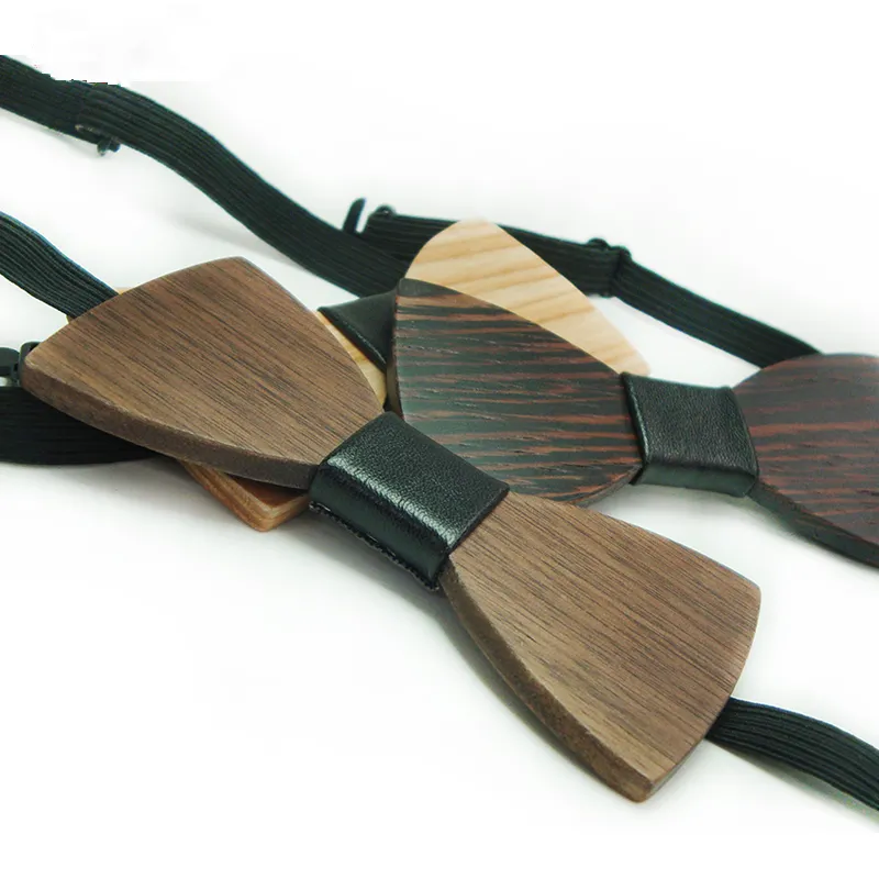 De moda de los niños pajarita madera de bambú de corbata de lazo