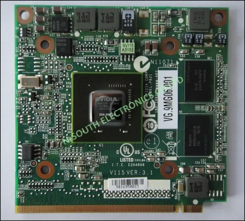 VG.9MG06.001 NVIDIA 9300m gs 256MB DDR2用ラップトップPCIグラフィックカード