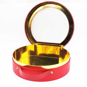 Bao Bì Bánh Sang Trọng Red Fancy Paper Truffle Cookie Bánh Quy Hộp Macaron Tròn Có Tay Cầm - Product Image 2