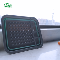 Allife Porte-vaisselle pliable en plastique facile à ranger Séchoir à vaisselle avec porte-couverts