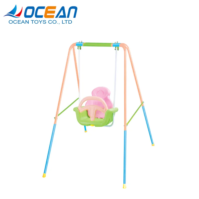 Hot sale plastic hanging indoor baby swing with basketball set