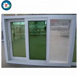 热/水/声音/防风窗口，湾窗 3 面板三重 pvc 滑动窗口