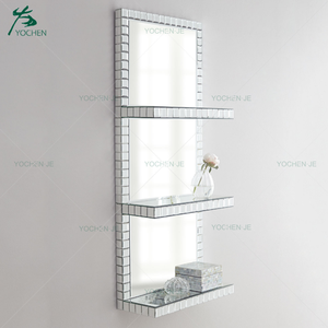Diamond Crushed Glass <strong>Mirrored</strong> Furniture Floating Wall <strong>Shelf</strong> for Living Room Kitchen Bathroom <strong>Wood</strong> Storage Home Furniture - Product Image 5