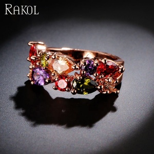 خواتم أحجار ملونة RP012 من RAKOL خواتم كريستال مطلية بالذهب الموضة - Product Image 3