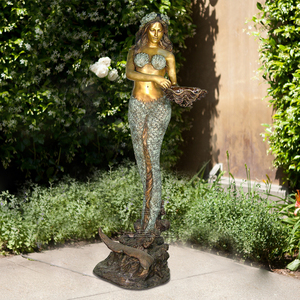 Approvisionnement d'usine belle jardin bronze nu sirène sculpture de fontaine d'eau - Product Image 5