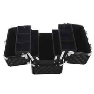 Maletín para maquillaje, estuche de belleza para esteticista, equipaje de mano negro, estuche de maquillaje de belleza de estilo diamante - Product Image 2