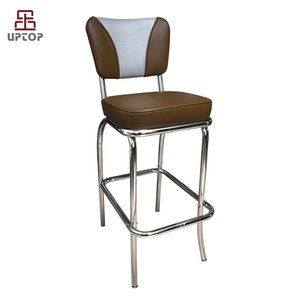 Tabourets <span class=keywords><strong>de</strong></span> <span class=keywords><strong>bar</strong></span> en métal <span class=keywords><strong>de</strong></span> style américain des années 1950, chaises <span class=keywords><strong>de</strong></span> <span class=keywords><strong>bar</strong></span> en cuir pour restaurant - Product Image 4