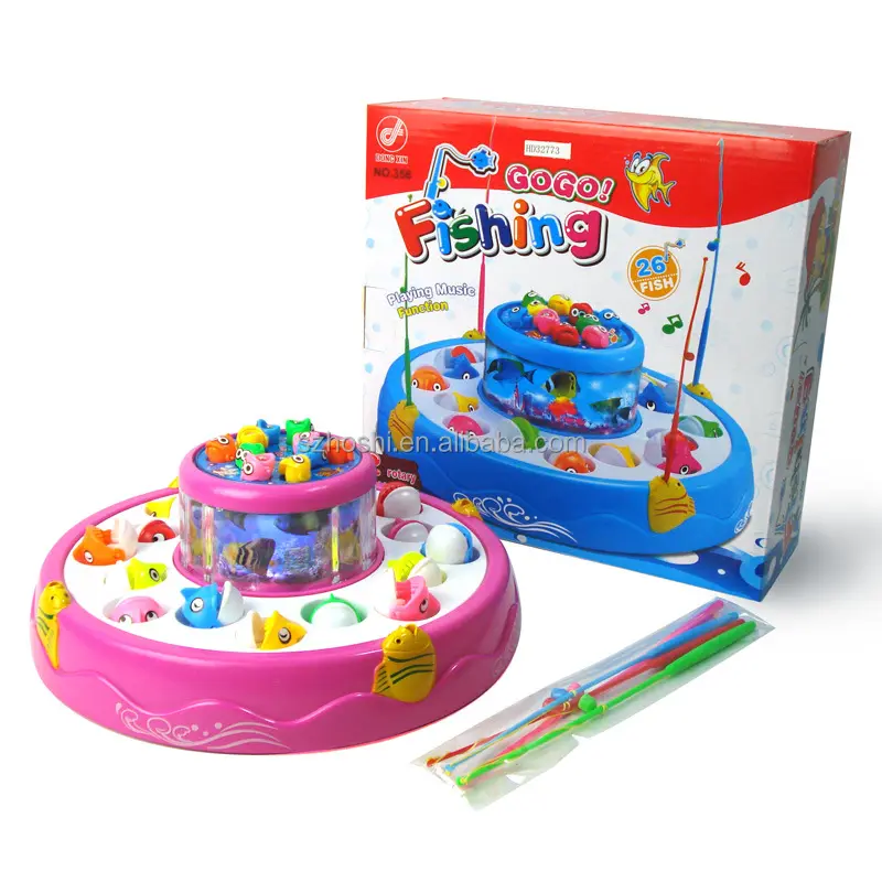 Juguete de pesca magnético de plástico brillante para niños y bebés, juguete de pesca magnético con música brillante