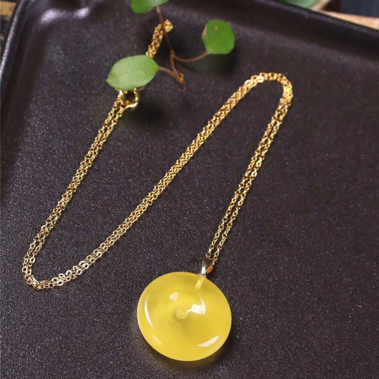 925 sterling silver 18k gold plating natural amber necklace