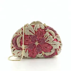 Magnet clutch purses wholesale in guangzhou beauty rhinestone crystal indian Evening bag