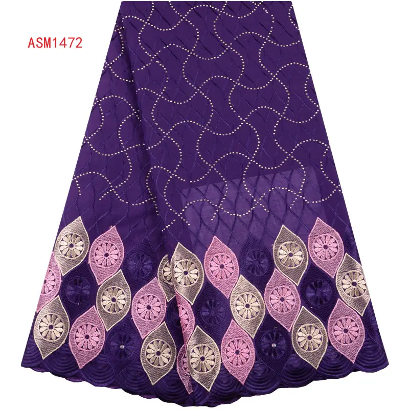 Purple Nigerian Swiss Cotton Lace Fabric 2019 Simple African Swiss Voile Lace In Switzerland High Quality Dry Lace