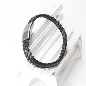 Men's Genuine Leather <strong>Bracelet</strong> Classic Style Alloy <strong>Magnetic</strong> <strong>Clasp</strong> GL03 - Product Image 5