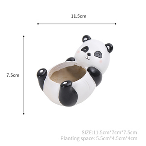 Roogo Creative Art Artisanat Sourire Panda Forme Succulent Planteur Pot Résine Décoration De Bureau Pots De Fleurs pour La Maison ou Le Jardin Cadeaux - Product Image 5