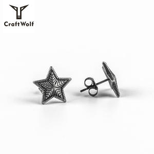 Craft Wolf Unisex New <span class=keywords><strong>Fashion</strong></span> Design in acciaio inossidabile pentagonale orecchini a stella all'ingrosso gioielli originali fabbrica cinese - Product Image 4