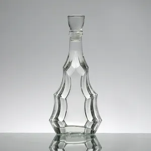 الراقية زجاجة من الزجاج الشفاف زجاجات نبيذ 500 مللي 700 مللي زجاجة كحول مصنوعة من الزجاج