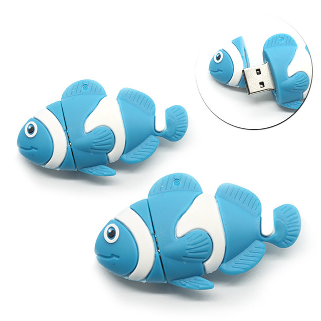Cartoon Fish Shape  Robot USB 2.0 Flash Drives Custom Novelty Memory Stick 16GB 32GB USB Disk for Career Festival Birthday Gift