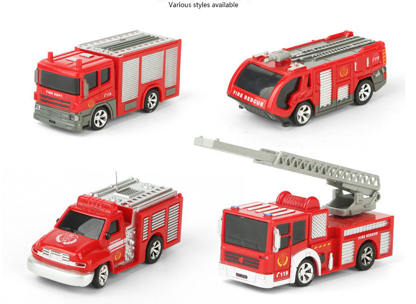 HOSHI 1:58 RC Fire Tank Truck Toy - Mini Diecast Water Tank Lorry