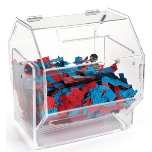 Boîte à Tombola En Acrylique Et Aluminium – 25 X 25 Cm, Transparente, Ouverture 9 Cm, Pour Tirages, Votes, Dons