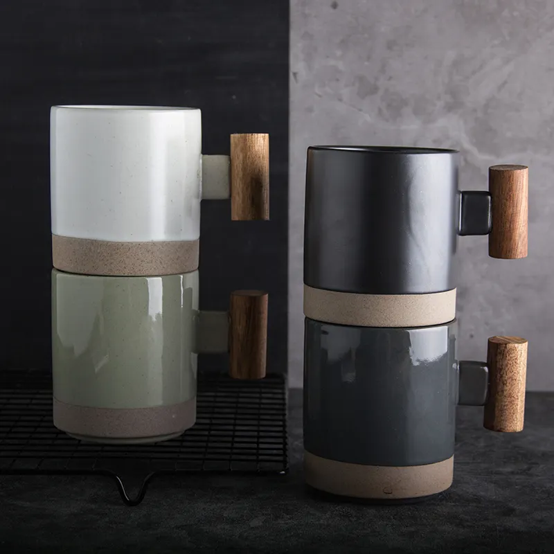 wholesale high quality coffee mug with wood handle