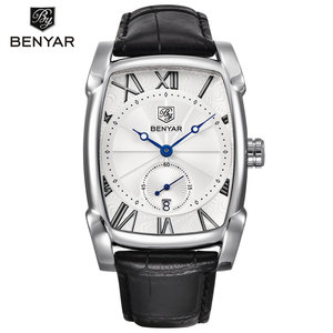 BENYAR 5114M 5114 da <span class=keywords><strong>uomo</strong></span> <span class=keywords><strong>orologio</strong></span> da polso al quarzo <span class=keywords><strong>nero</strong></span> marrone in pelle cronografo <span class=keywords><strong>orologio</strong></span> da polso data rettangolo orologi da <span class=keywords><strong>uomo</strong></span> - Product Image 5