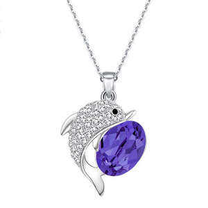 נשים סיטונאי 925 כסף קריסטל תליון שרשרת עם דולפינים - Product Image 3