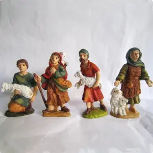 Manger Tema Resin Herdsman Figurine Kerajinan untuk Dekorasi Rumah Natal